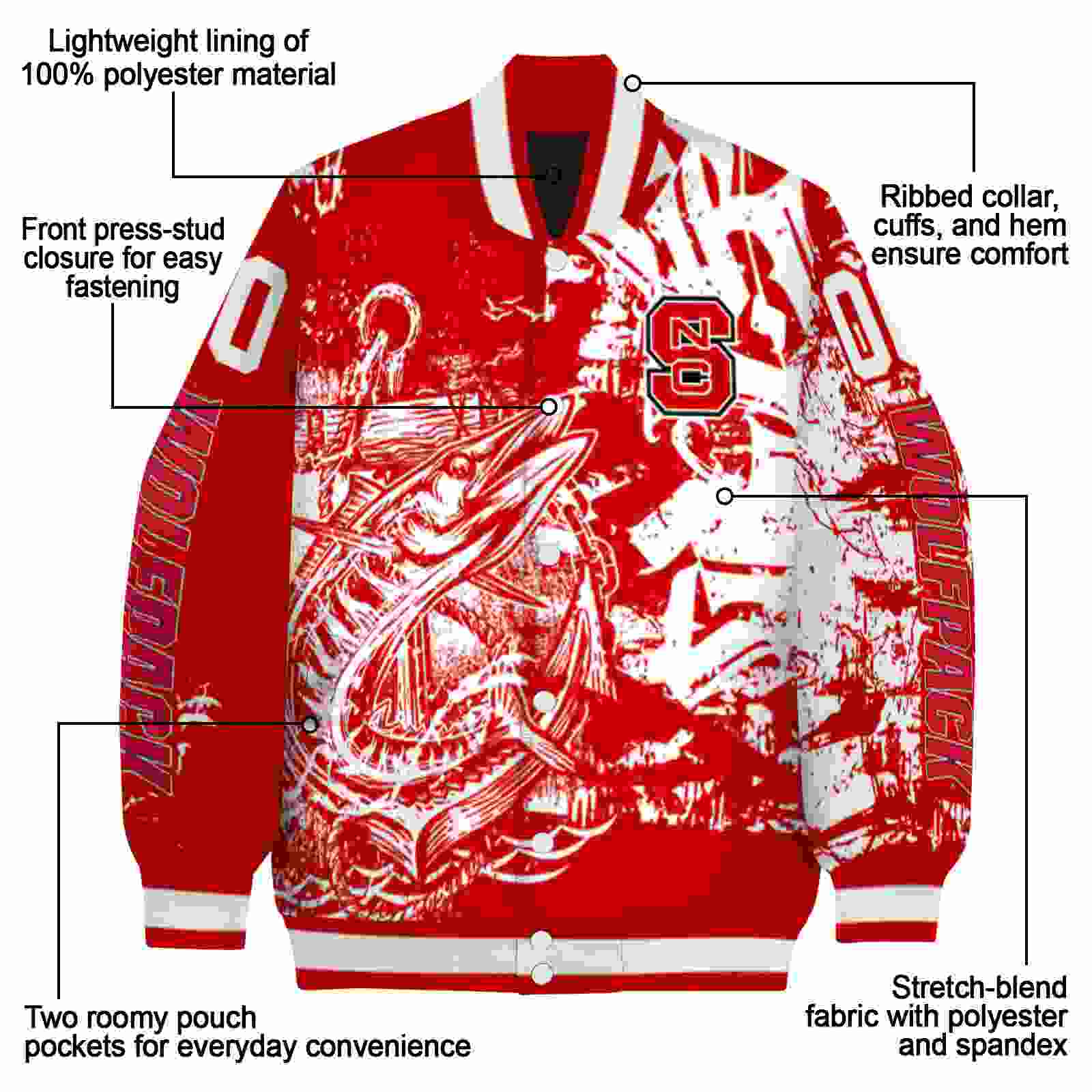 personalized nc state wolfpack fishing art red jacket new arrival personalized nc state wolfpack fishing art red jacket new arrival