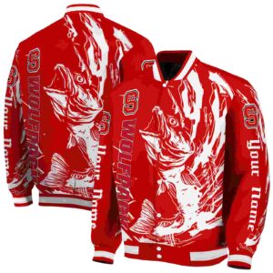 personalized nc state wolfpack fishing passion red white jacket fashion forward