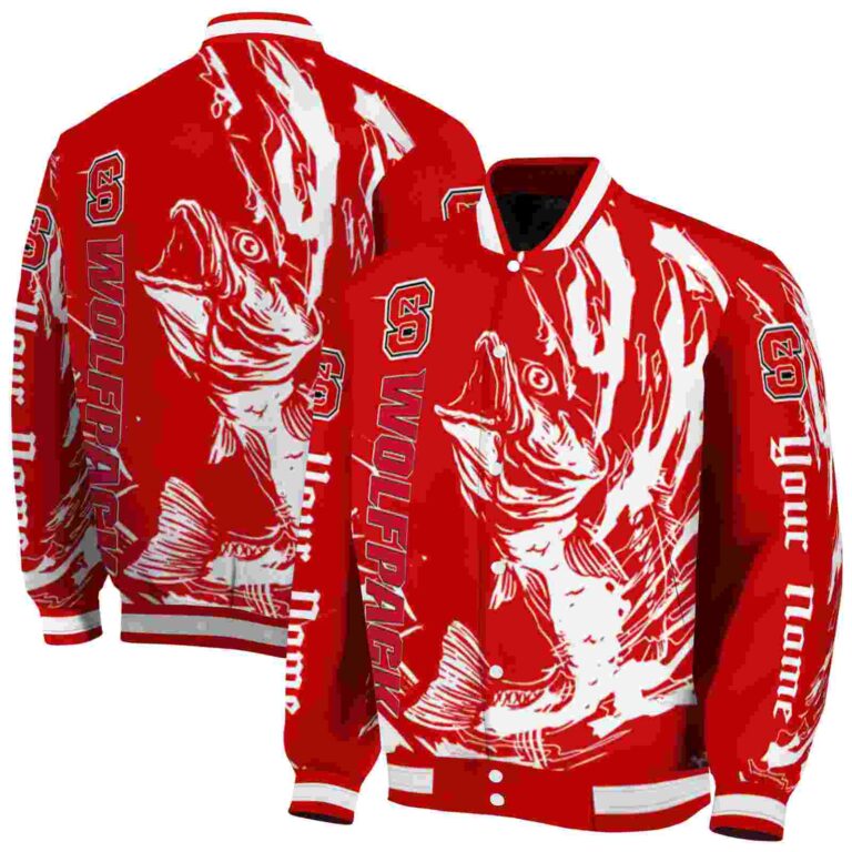 personalized nc state wolfpack fishing passion red white jacket fashion forward