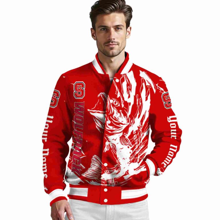 personalized nc state wolfpack fishing passion red white jacket high quality