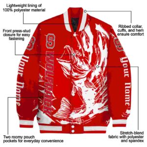 personalized nc state wolfpack fishing passion red white jacket new arrival