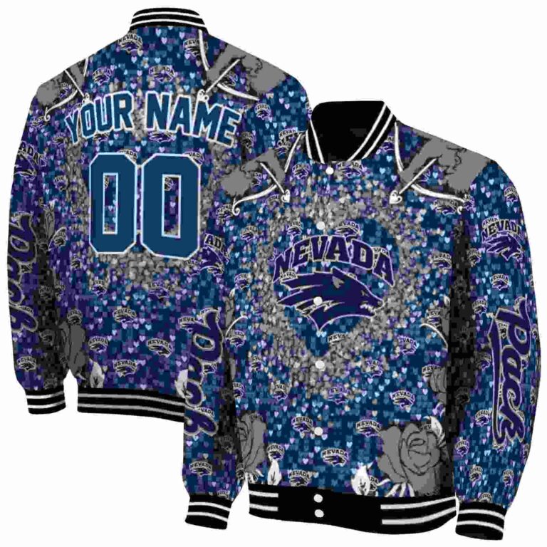 personalized nevada wolf pack heart explosion blue jacket fashion forward