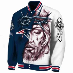 personalized new england patriots jesus tears blue white jacket best selling