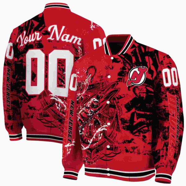personalized new jersey devils fishing art red jacket fashion forward