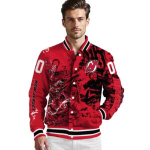personalized new jersey devils fishing art red jacket high quality