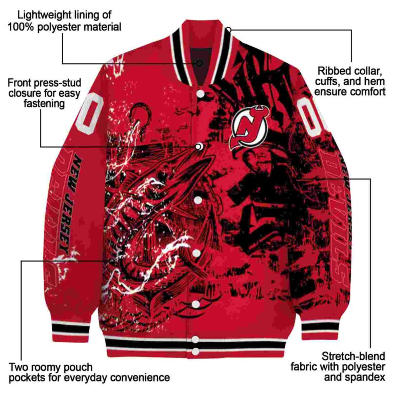 personalized new jersey devils fishing art red jacket new arrival