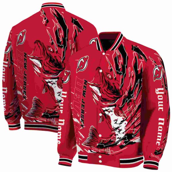 personalized new jersey devils fishing passion red white jacket fashion forward