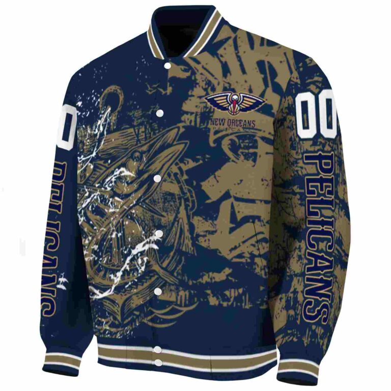 personalized new orleans pelicans fishing art navy jacket best selling