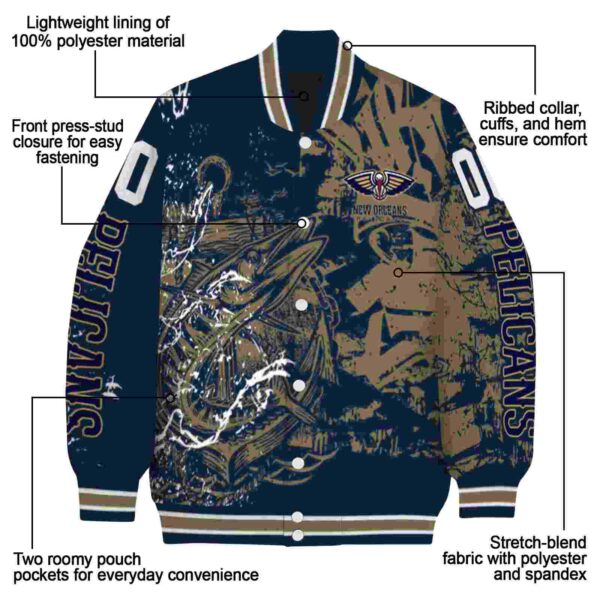 personalized new orleans pelicans fishing art navy jacket new arrival