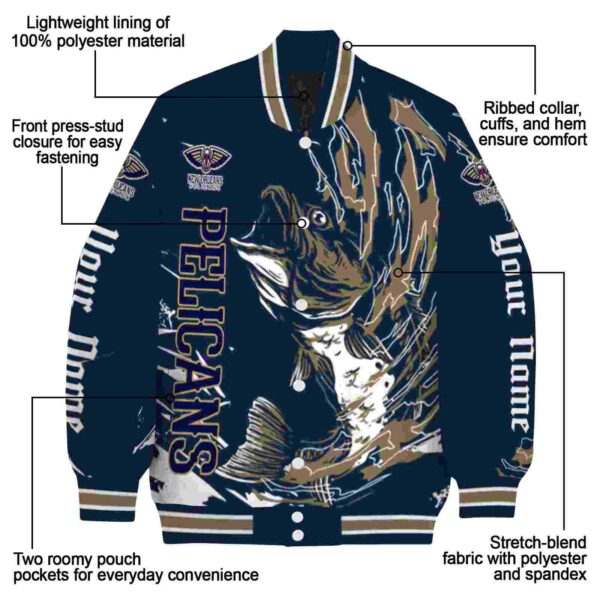 personalized new orleans pelicans fishing passion navy white jacket new arrival
