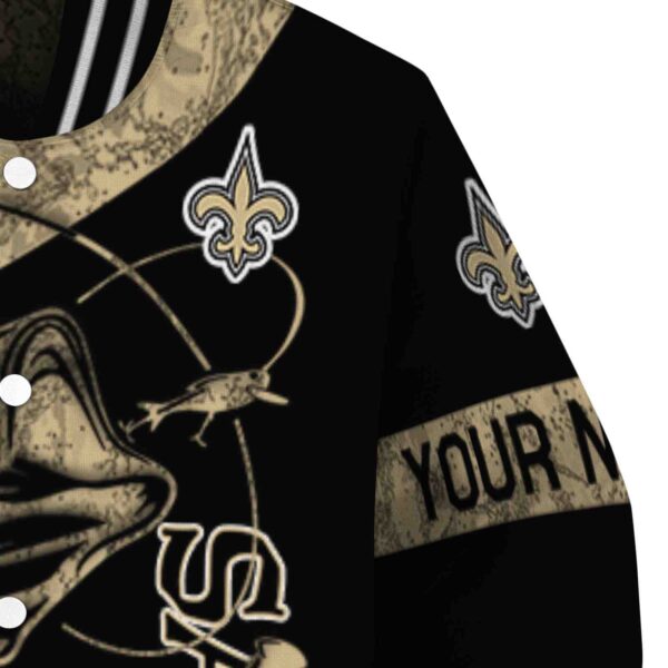personalized new orleans saints fishing rod black jacket premium grade