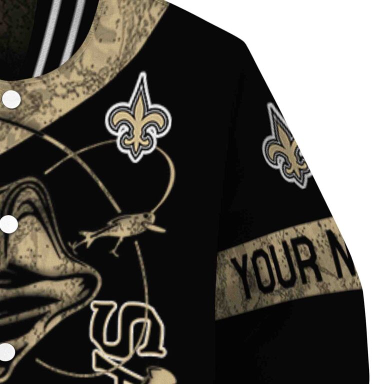 personalized new orleans saints fishing rod black jacket premium grade