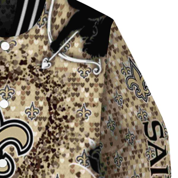 personalized new orleans saints heart explosion gold jacket premium grade