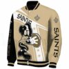 personalized new orleans saints mickey football gold white jacket best selling