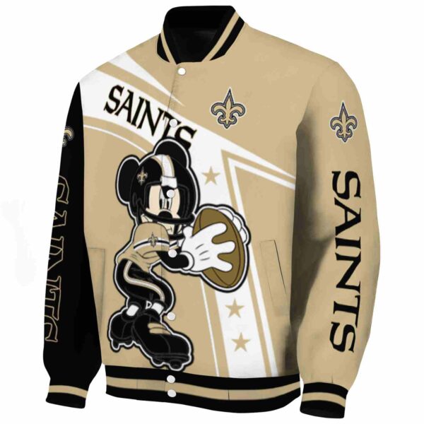 personalized new orleans saints mickey football gold white jacket best selling