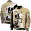 personalized new orleans saints mickey football gold white jacket fashion forward