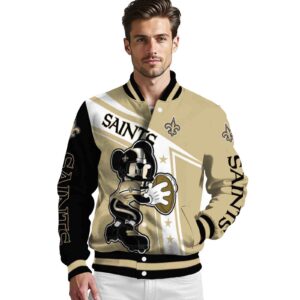 personalized new orleans saints mickey football gold white jacket high quality
