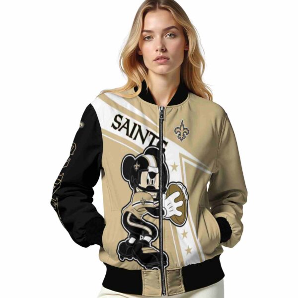 personalized new orleans saints mickey football gold white jacket latest model