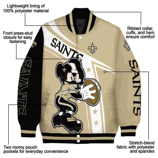 personalized new orleans saints mickey football gold white jacket new arrival