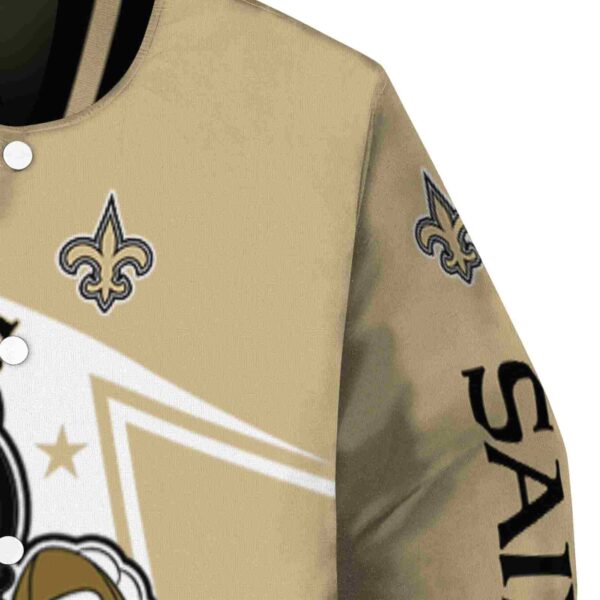 personalized new orleans saints mickey football gold white jacket premium grade