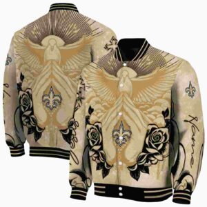 personalized new orleans saints praying hands gold jacket fashion forward