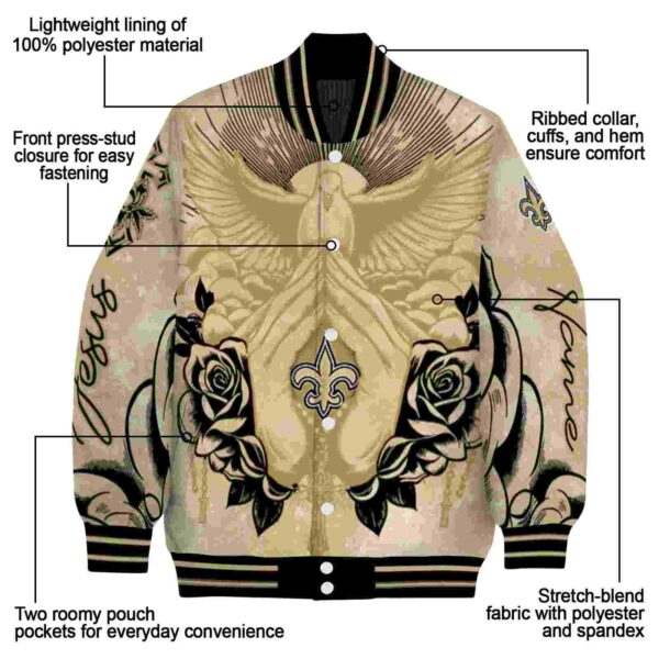 personalized new orleans saints praying hands gold jacket new arrival