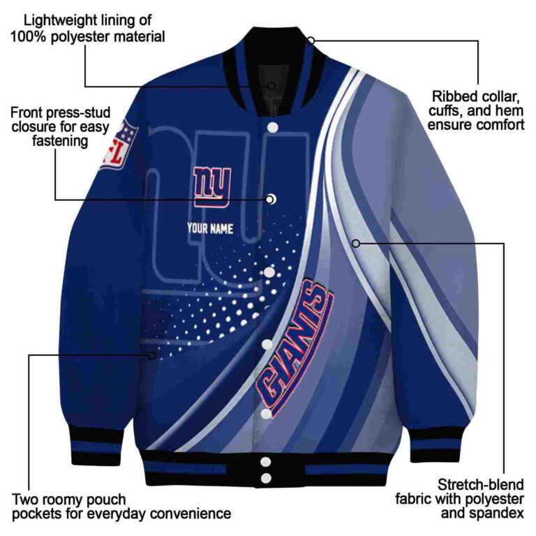 personalized new york giants wave patterns blue jacket new arrival