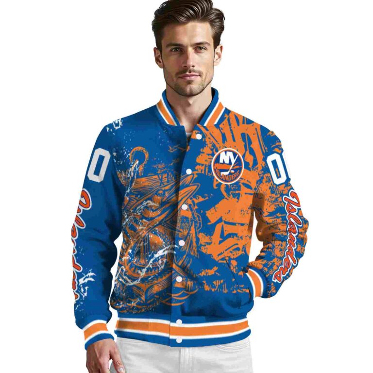 personalized new york islanders fishing art blue jacket high quality