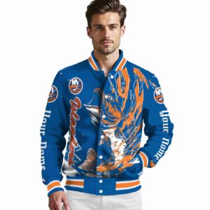 personalized new york islanders fishing passion blue white jacket high quality