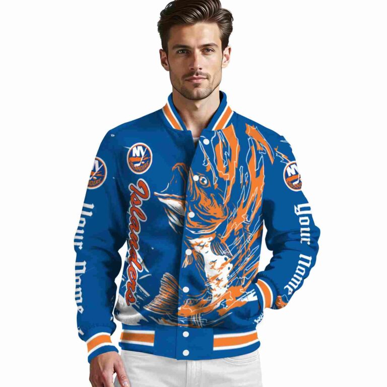 personalized new york islanders fishing passion blue white jacket high quality