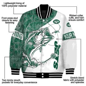 personalized new york jets fishing rod white jacket new arrival