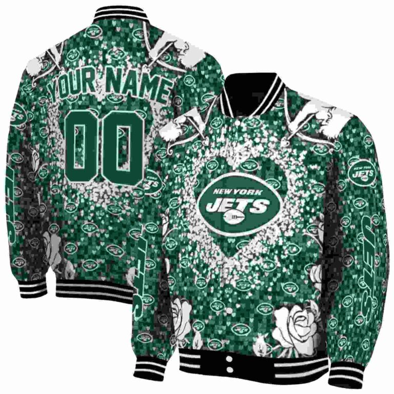 personalized new york jets heart explosion green jacket fashion forward