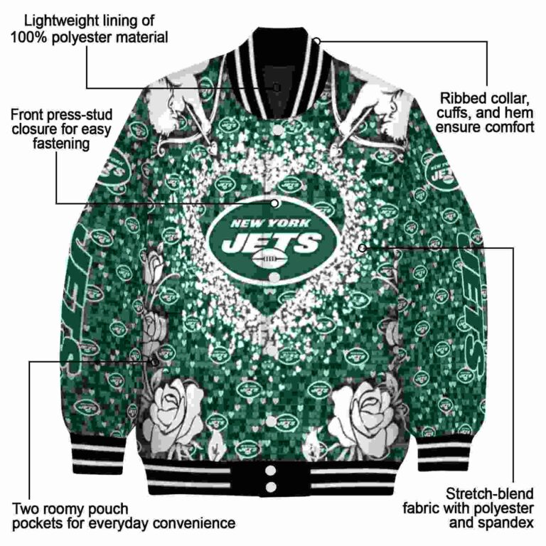 personalized new york jets heart explosion green jacket new arrival