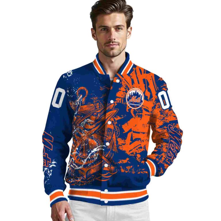 personalized new york mets fishing art blue jacket high quality