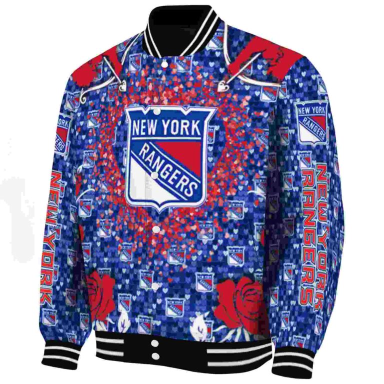personalized new york rangers heart explosion blue jacket best selling