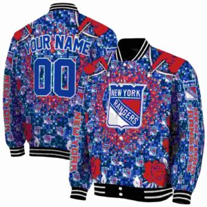 personalized new york rangers heart explosion blue jacket fashion forward