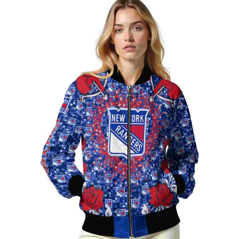 personalized new york rangers heart explosion blue jacket latest model
