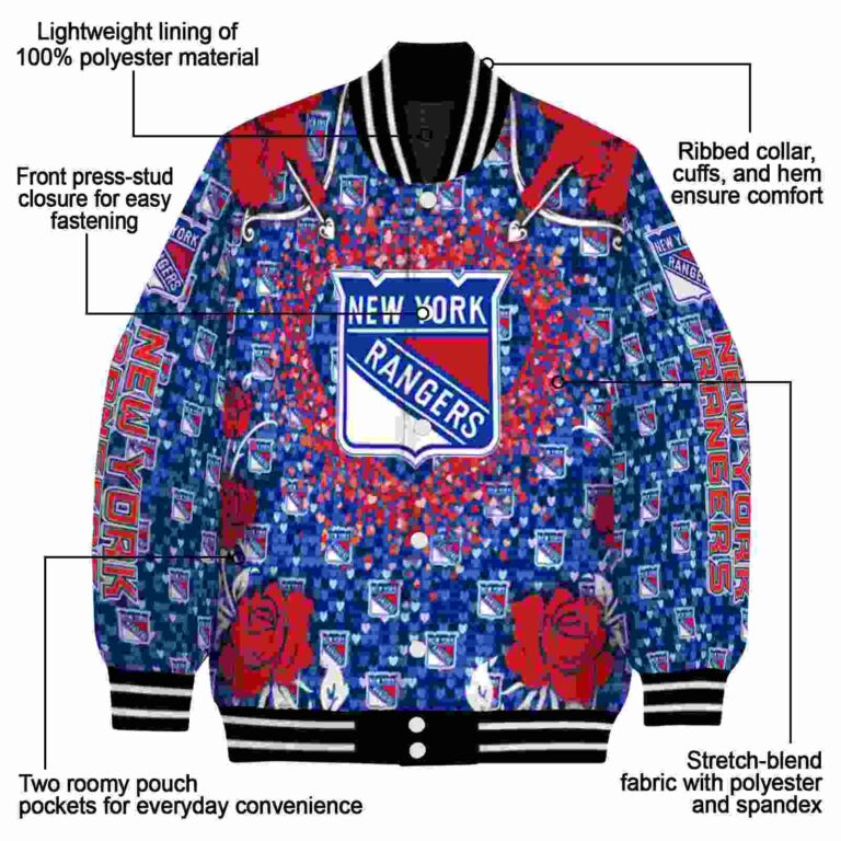 personalized new york rangers heart explosion blue jacket new arrival