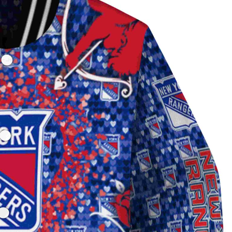 personalized new york rangers heart explosion blue jacket premium grade