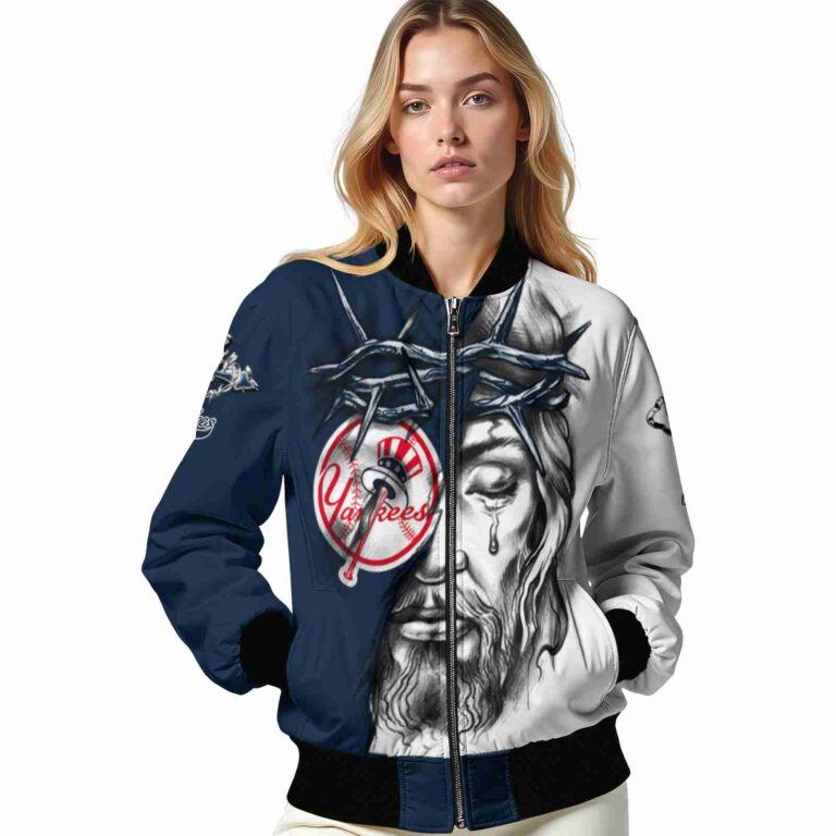 personalized new york yankees jesus tears navy white jacket latest model
