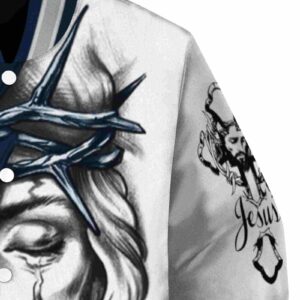 personalized new york yankees jesus tears navy white jacket premium grade
