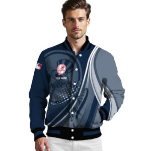 personalized new york yankees wave patterns navy jacket high quality