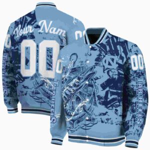 personalized north carolina tar heels fishing art light blue jacket fashion forward