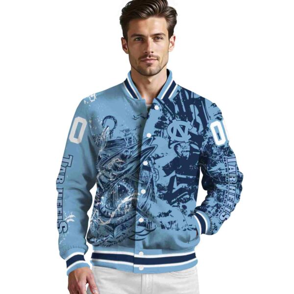 personalized north carolina tar heels fishing art light blue jacket high quality