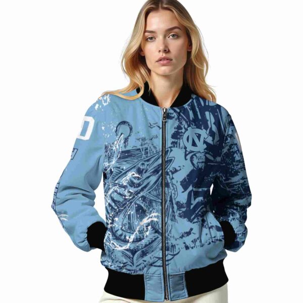 personalized north carolina tar heels fishing art light blue jacket latest model