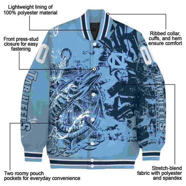 personalized north carolina tar heels fishing art light blue jacket new arrival