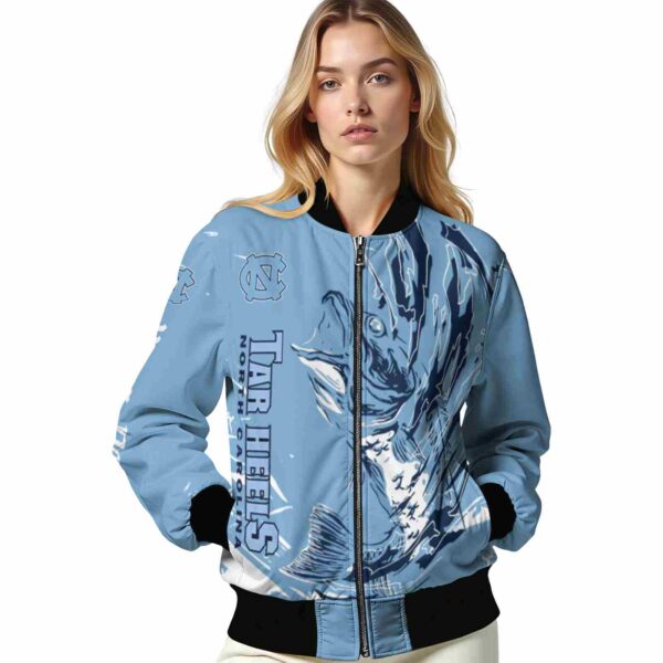 personalized north carolina tar heels fishing passion light blue white jacket latest model