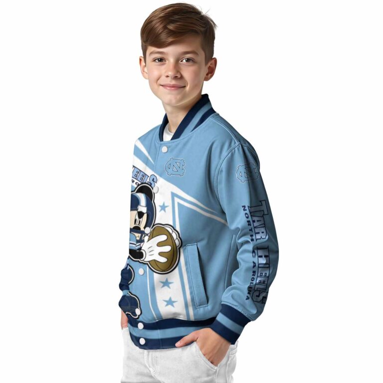 personalized north carolina tar heels mickey football light blue white jacket trendy