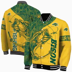 personalized north dakota state bison fishing rod yellow jacket fashion forward