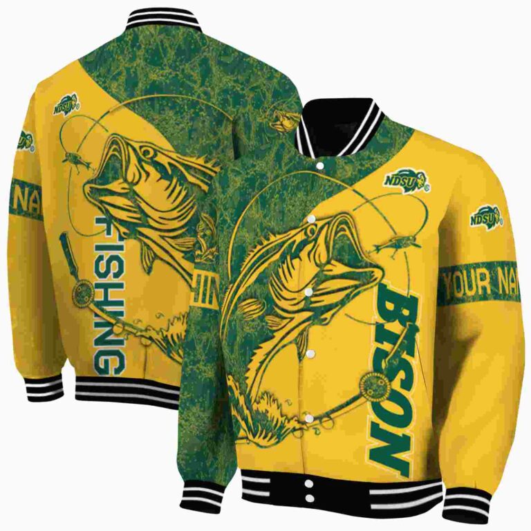 personalized north dakota state bison fishing rod yellow jacket fashion forward